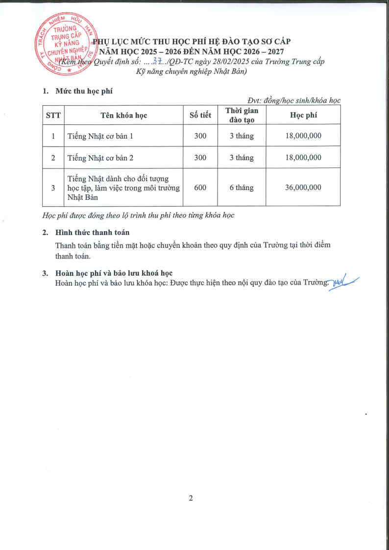 日本専門技能中等専門学校→ sau đó JPC／本校